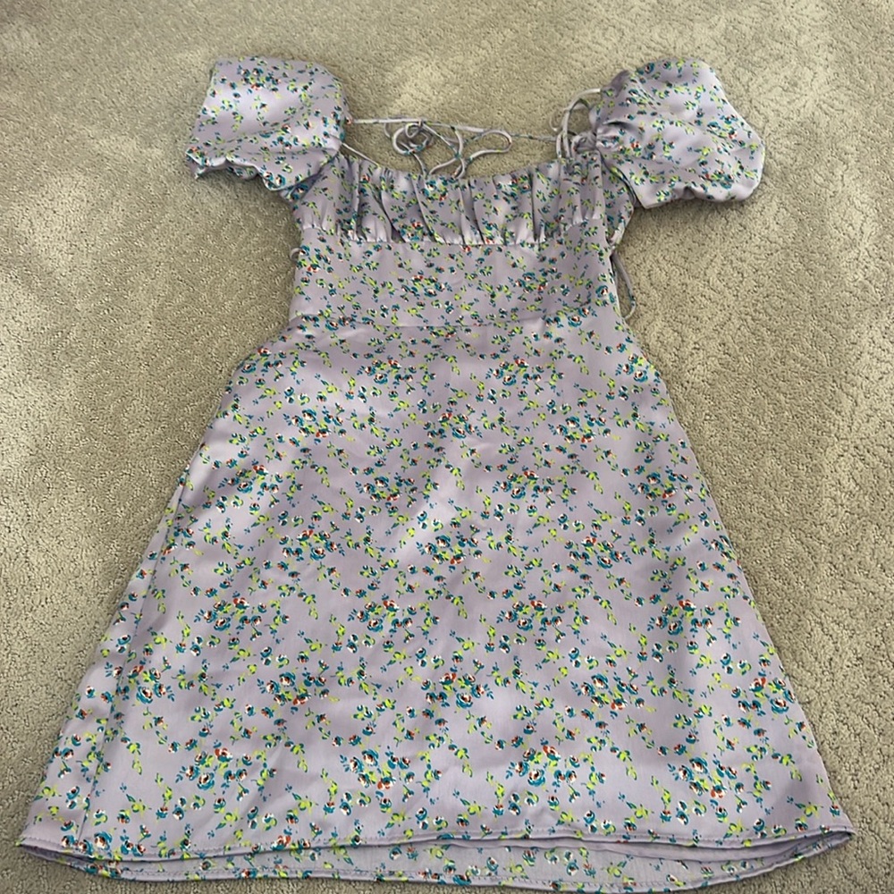 Zara Purple Floral Satin Dress